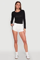 Womens Side Stripe Running Shorts, White, Size S