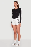Womens Side Stripe Running Shorts, White, Size S