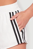 Womens Side Stripe Running Shorts, White, Size S