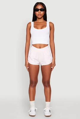 Womens Side Stripe Running Shorts, White,