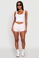 Womens Side Stripe Running Shorts, White,