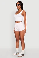 Womens Side Stripe Running Shorts, White,