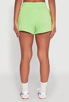 Womens Fleece High Waisted Drawstring Shorts,