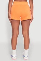 Womens Fleece High Waisted Drawstring Shorts, Orange, Size L