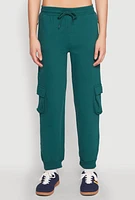Womens Fleece Cargo Drawstring Joggers, S