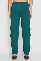 Womens Fleece Cargo Drawstring Joggers, S