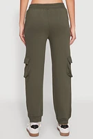 Womens Fleece Cargo Drawstring Joggers,