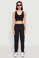 Womens Fleece Ruched Hem Cargo Sweatpants,