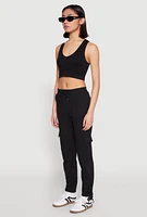 Womens Fleece Ruched Hem Cargo Sweatpants,