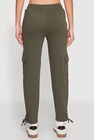 Womens Fleece Ruched Hem Cargo Sweatpants,