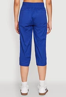 Womens Toggle Drawstring Hem Cargo Capris, Blue, Size L