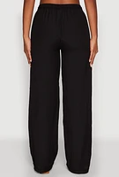 Womens Side Button Detail Linen Pants,