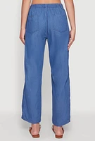 Womens Chambray Straight Leg Casual Pants, Blue, Size XL