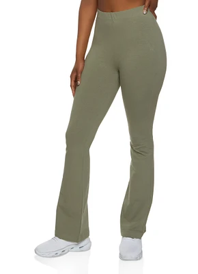 Womens High Waist Flare Yoga Pants, Green, Size S