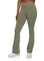 Womens High Waist Flare Yoga Pants, Green, Size S