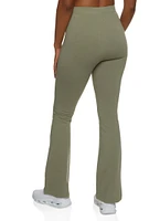 Womens High Waist Flare Yoga Pants, Green, Size S