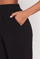 Womens Airy Crepe Knit Wide Leg Dress Pants, Black, Size L