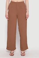 Womens Airy Crepe Knit Wide Leg Dress Pants, Brown,