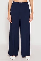Womens Airy Crepe Knit Wide Leg Dress Pants, Blue, Size S