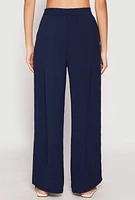 Womens Airy Crepe Knit Wide Leg Dress Pants,