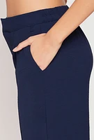 Womens Airy Crepe Knit Wide Leg Dress Pants,