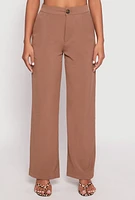 Womens High Waist Wide Leg Dress Pants, Brown, Size M