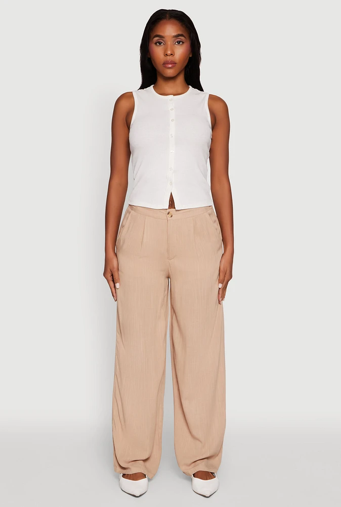 Womens Wide Leg Dress Pants, Khaki, Size S