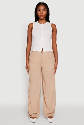 Womens Wide Leg Dress Pants, Khaki, Size S