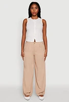 Womens Wide Leg Dress Pants, Khaki, Size S
