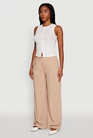 Womens Wide Leg Dress Pants, Khaki, Size S