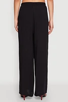 Womens Linen Palazzo Pants, Black, Size S