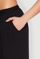 Womens Linen Palazzo Pants, Black, Size S