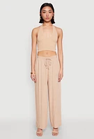 Womens Linen Palazzo Pants, M