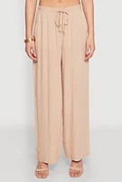 Womens Linen Palazzo Pants, Khaki,
