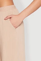 Womens Linen Palazzo Pants, Khaki,