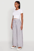 Womens Striped Drawstring Wide Leg Pants, Multi, Size S