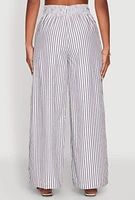 Womens Striped Drawstring Wide Leg Pants, Multi, Size S