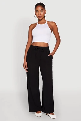 Womens Gauze Knit Wide Leg Pants,