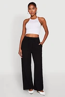 Womens Gauze Knit Wide Leg Pants,