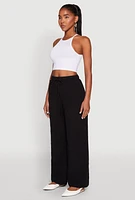 Womens Gauze Knit Wide Leg Pants,