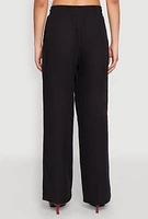 Womens Gauze Knit Drawstring Wide Leg Pants, L