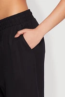 Womens Gauze Knit Drawstring Wide Leg Pants, L