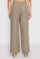 Womens Gauze Knit Drawstring Wide Leg Pants, Green, Size S