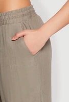 Womens Gauze Knit Drawstring Wide Leg Pants, Green, Size S