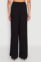 Womens Gauze Knit High Waisted Wide Leg Pants, Black, Size M