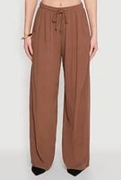 Womens Gauze Knit High Waisted Wide Leg Pants, S