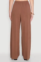 Womens Gauze Knit High Waisted Wide Leg Pants, S