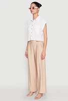 Womens Pull On Wide Leg Pants, Khaki, Size S