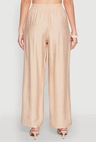 Womens Pull On Wide Leg Pants, Khaki,