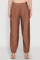 Womens Pull On Wide Leg Pants, Brown, Size L